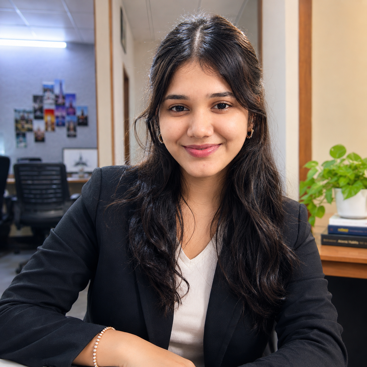 Tithi Koley, interior designer and 3D visualizer, at her desk